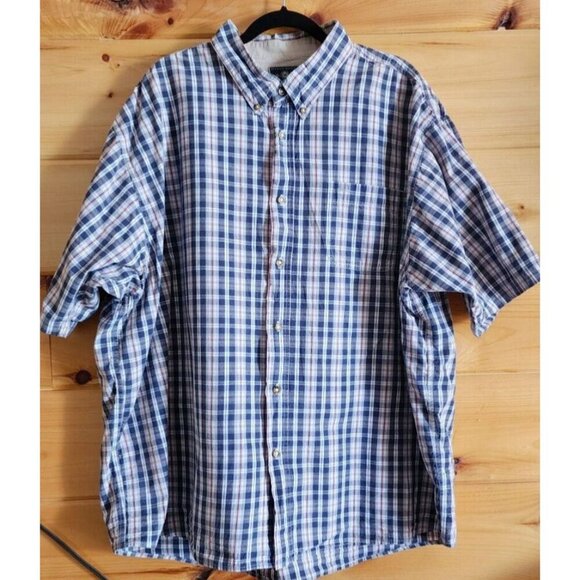 Mens 3XL Wrangler Short Sleeve Button Down Shirt Blue plaid Big and Tall - Picture 3 of 14